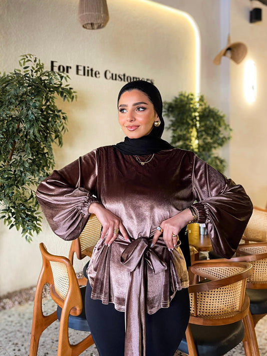 Flair Velvet blouse - Cafee