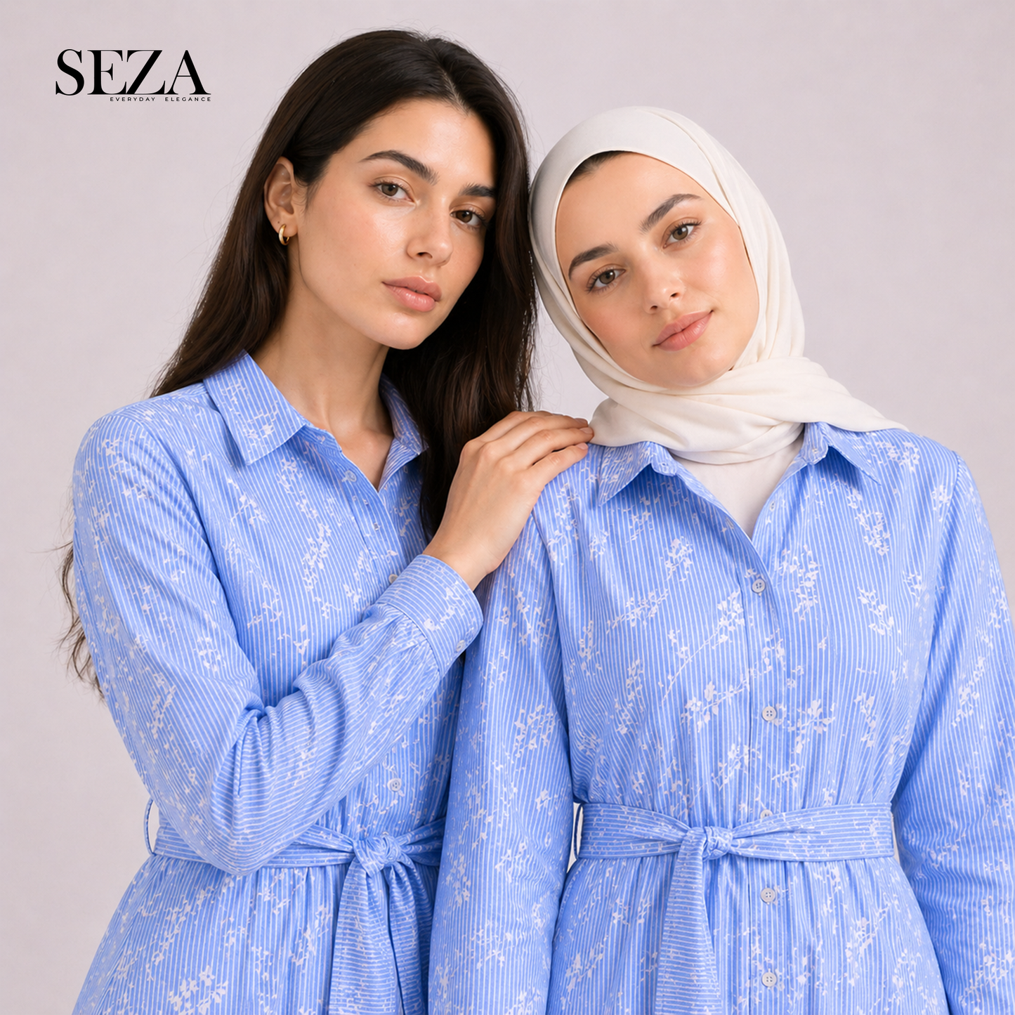 Lina light Blue Striped Dress