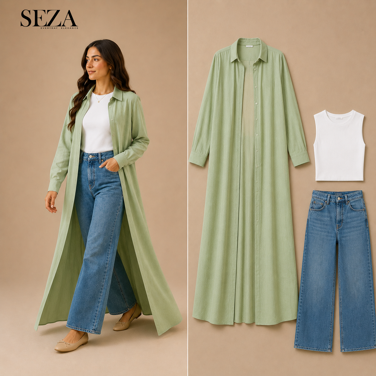 Long shirt in Mint green
