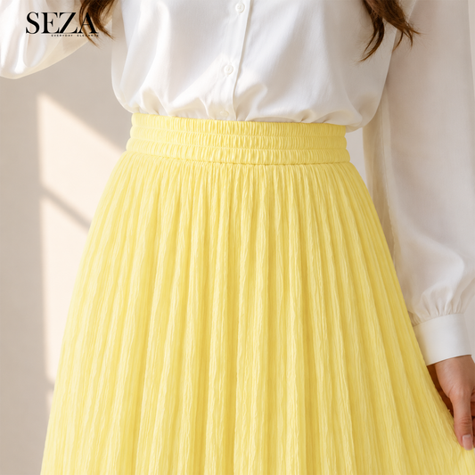 ALMA Crushed chiffon Skirt in Yellow ( pre- Order )