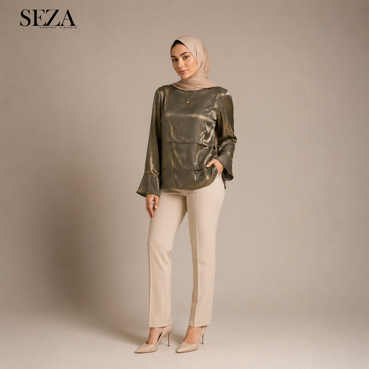 LAYAL Soirée Blouse in Olive