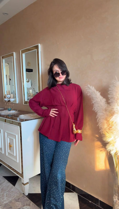 Corset Blouse - burgundy