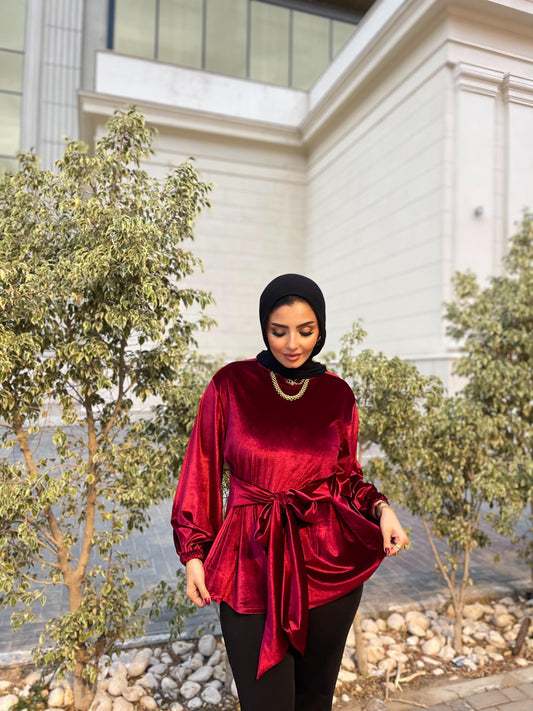 Flair Velvet blouse - Red