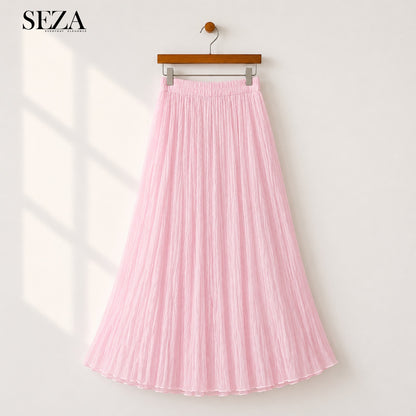 ALMA Crushed Chiffon Skirt in pink ( pre- Order )
