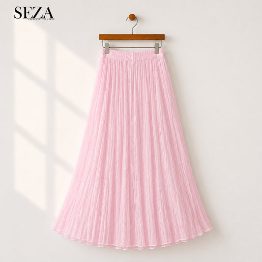 ALMA Crushed Chiffon Skirt in pink ( pre- Order )