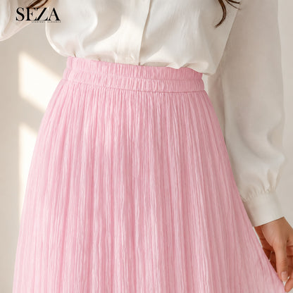 ALMA Crushed Chiffon Skirt in pink ( pre- Order )