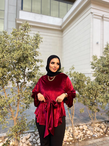 Flair Velvet blouse - Red