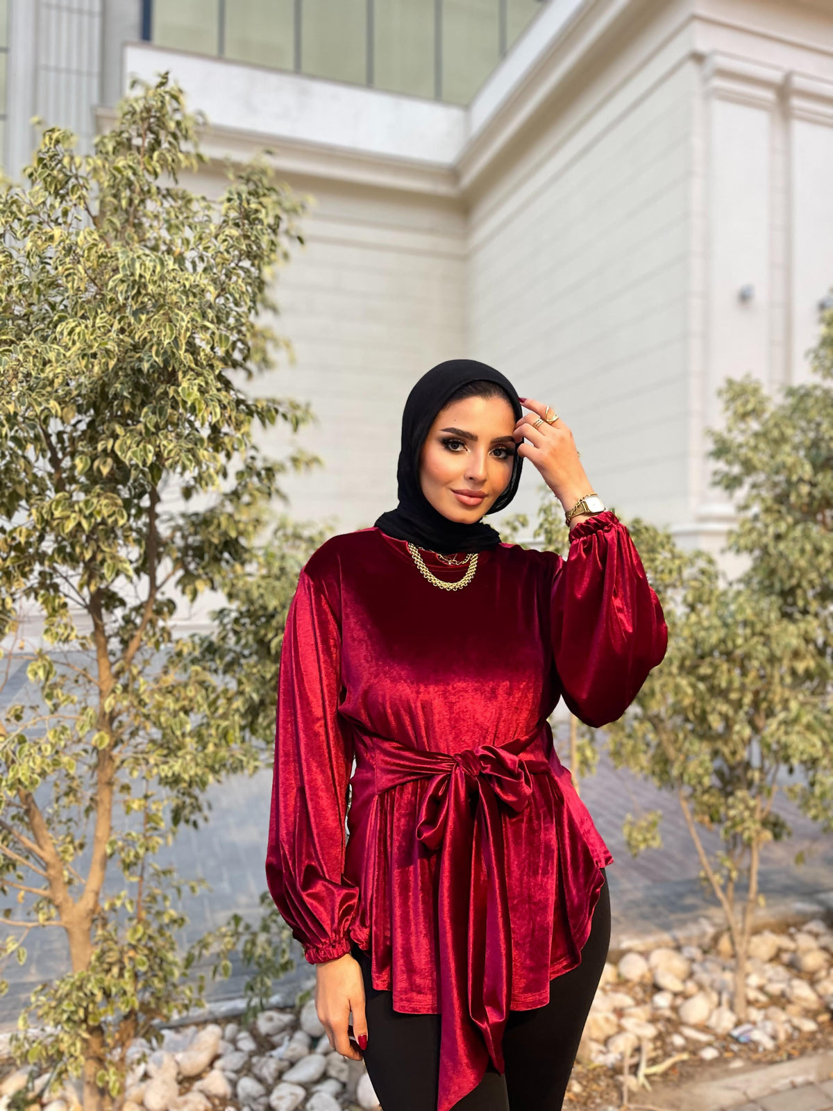 Flair Velvet blouse - Red