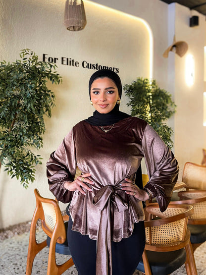 Flair Velvet blouse - Cafee