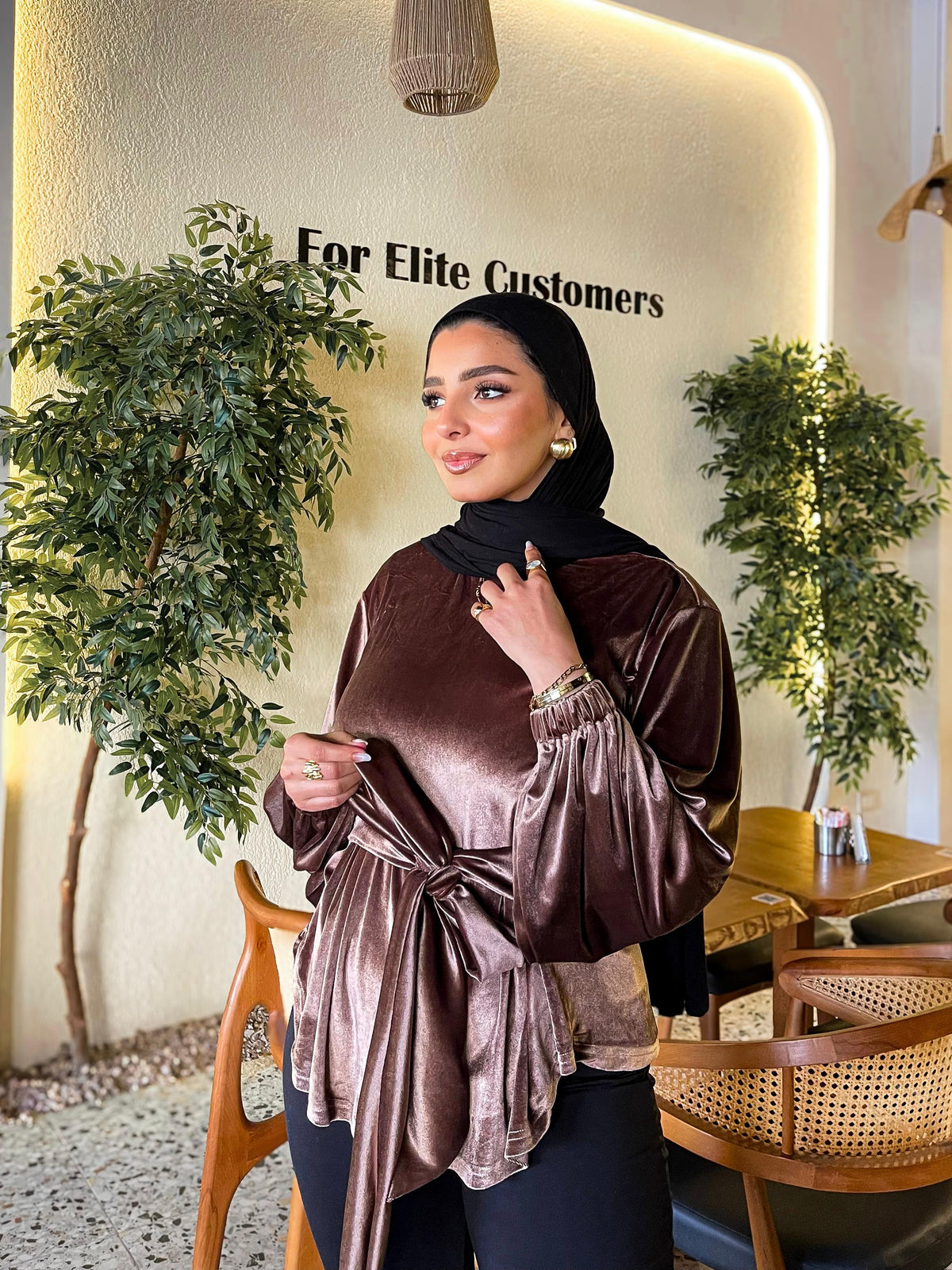 Flair Velvet blouse - Cafee