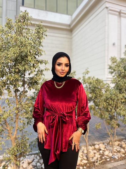 Flair Velvet blouse - Red