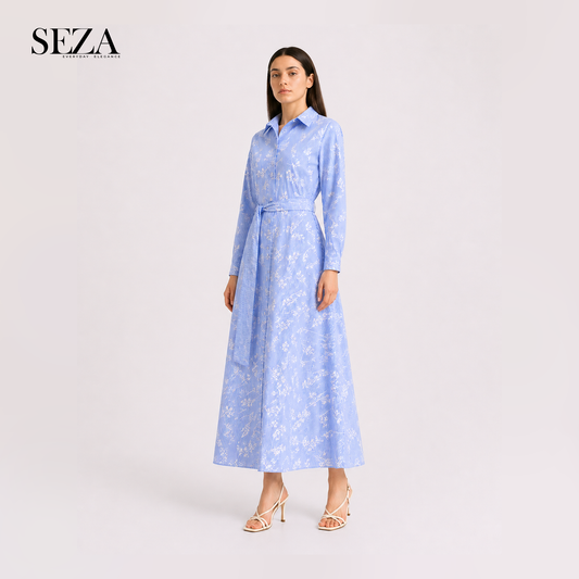 Lina light Blue Striped Dress