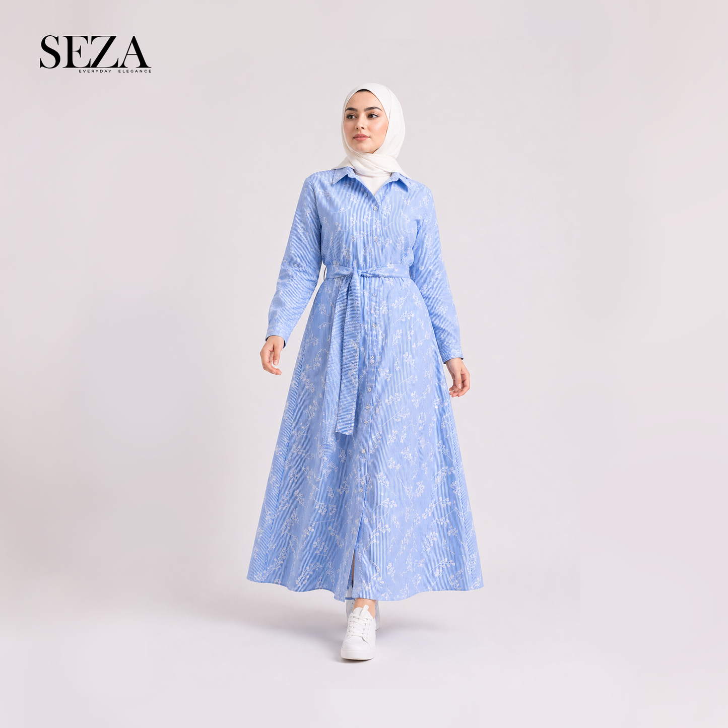 Lina light Blue Striped Dress