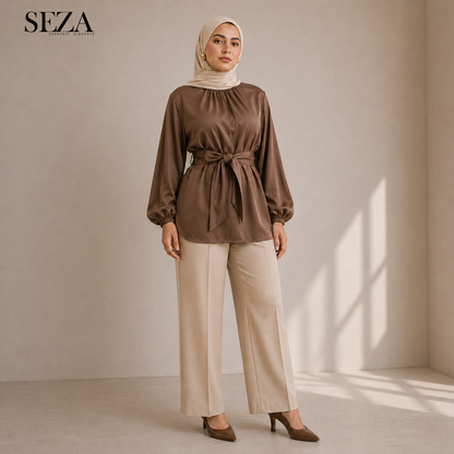 Glow soiree Blouse in brown