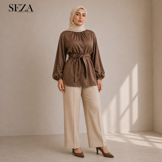Glow soiree Blouse in brown