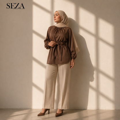 Glow soiree Blouse in brown