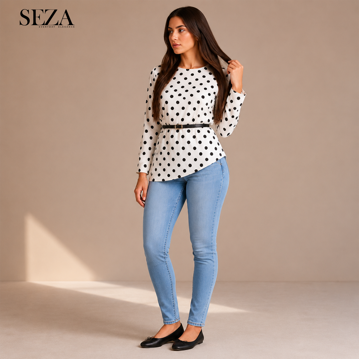 Casual White Dot Blouse