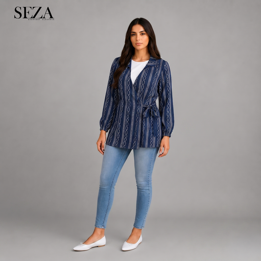 Mira Wrap Blose in Navy