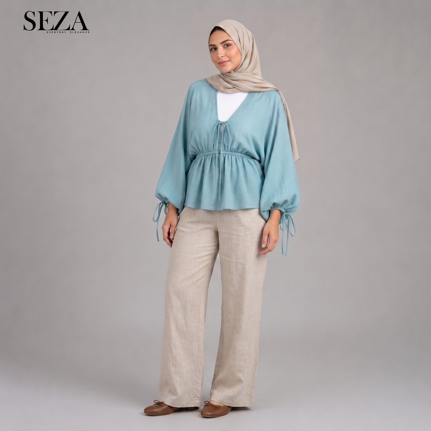 LARA Blouse in Aqua
