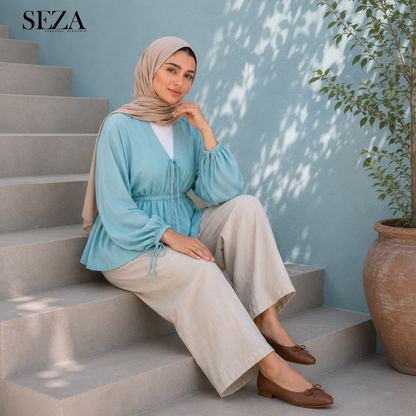 LARA Blouse in Aqua
