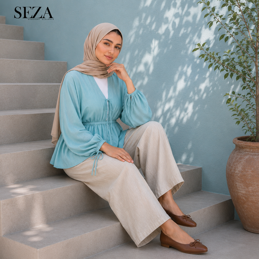 LARA Blouse in Aqua