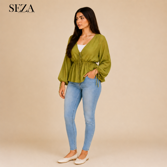 LARA Blouse in green-Apple