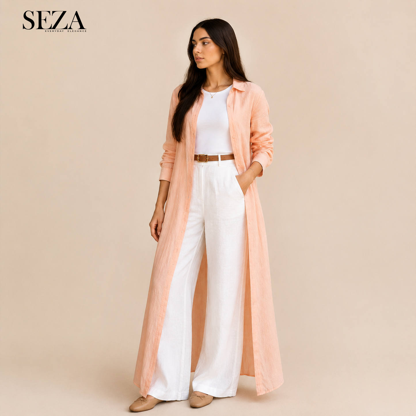 Long shirt in Peachy