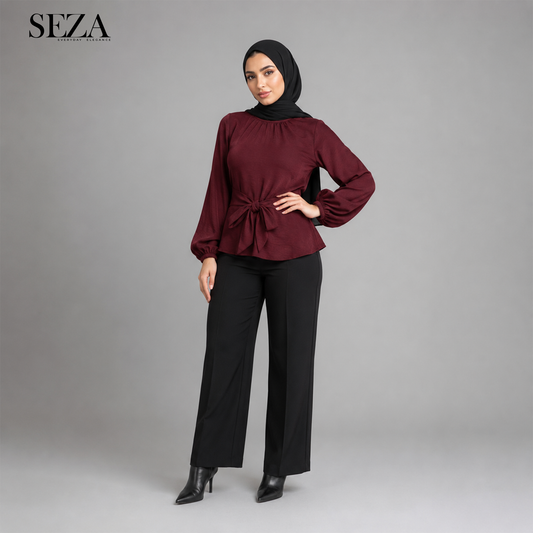 Glow soirée Blouse in Burgundy