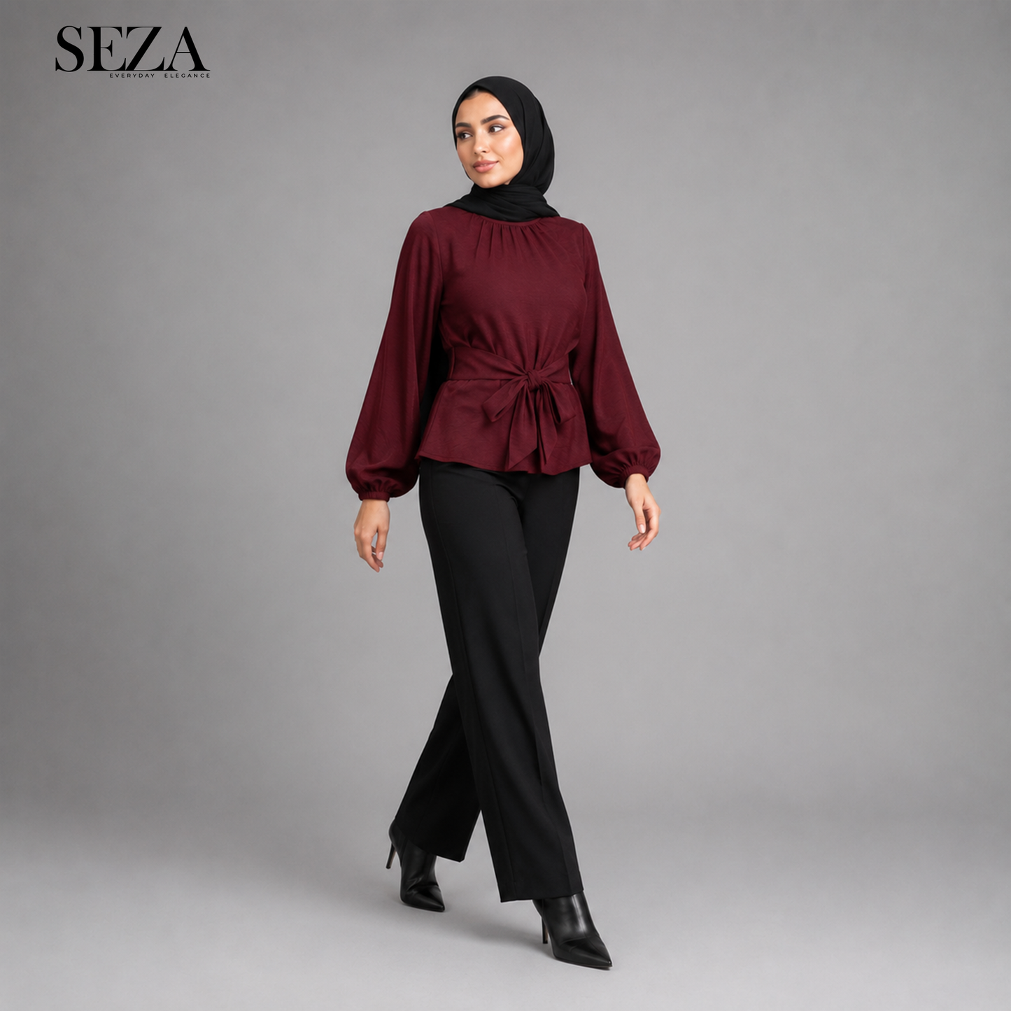 Glow soirée Blouse in Burgundy