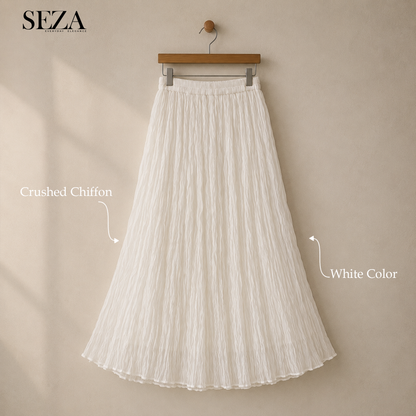ALMA Crushed Chiffon Skirt in white ( pre-Order )