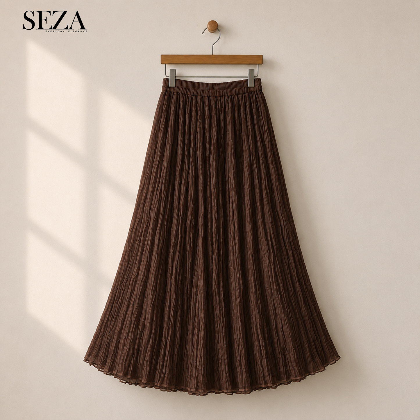 ALMA Crushed chiffon Skirt in Brown ( pre- Order )
