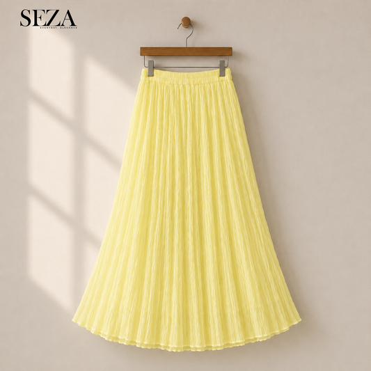 ALMA Crushed chiffon Skirt in Yellow ( pre- Order )