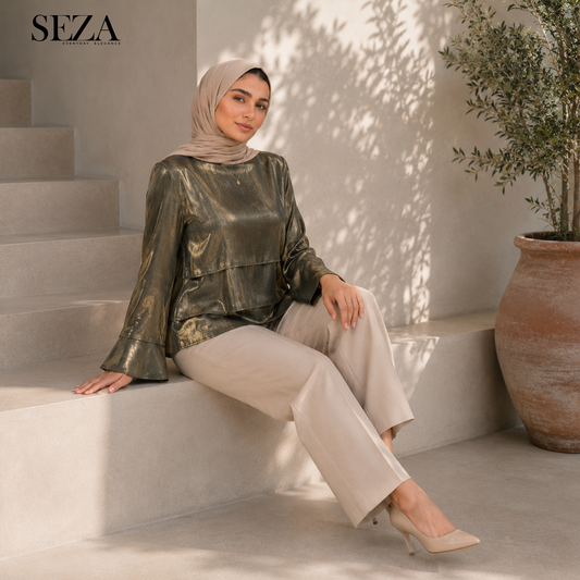 LAYAL Soirée Blouse in Olive