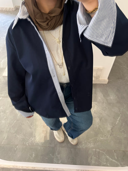 Bella Cuff Shirt - Navy