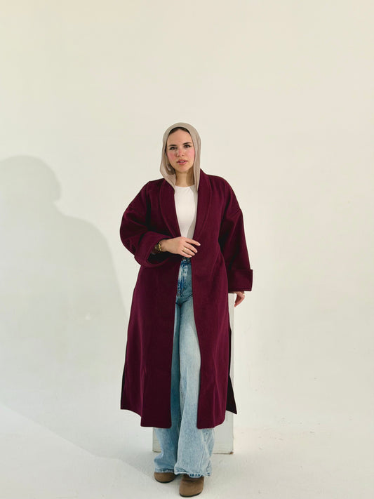 Celina Long Coat - Burgundy