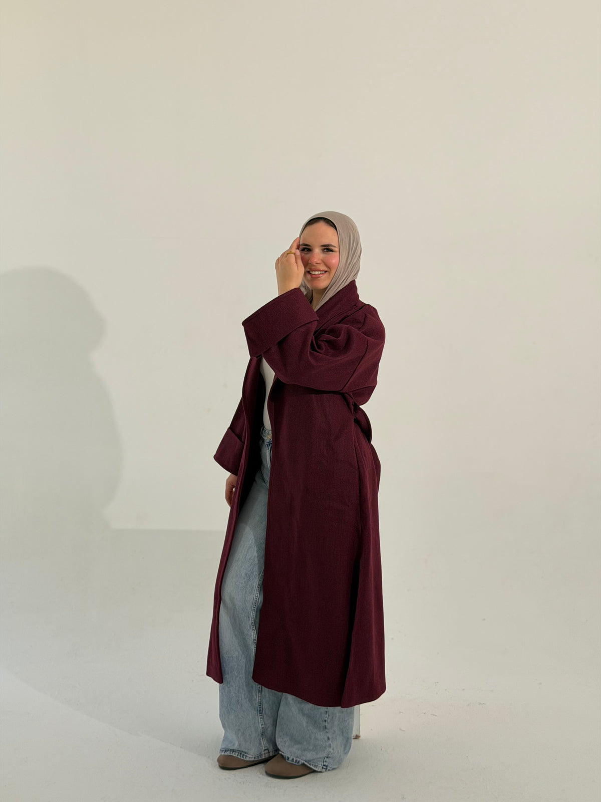 Celina Long Coat - Burgundy