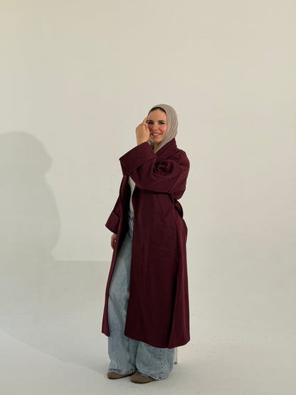 Celina Long Coat - Burgundy