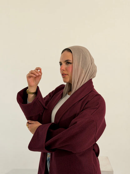 Celina Long Coat - Burgundy