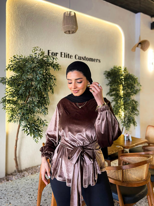 Flair Velvet blouse - Cafee