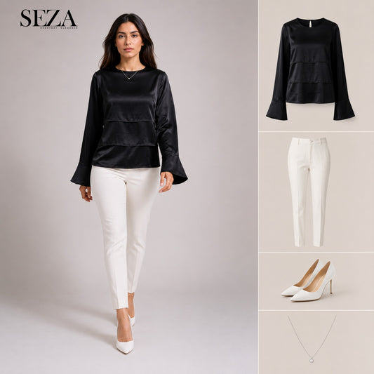 LAYAL Soirée Blouse in Black
